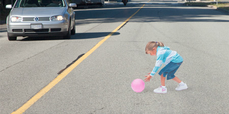 Painted 3D illusions on the road trick drivers into slowing down in high risk areas - Goodfullness